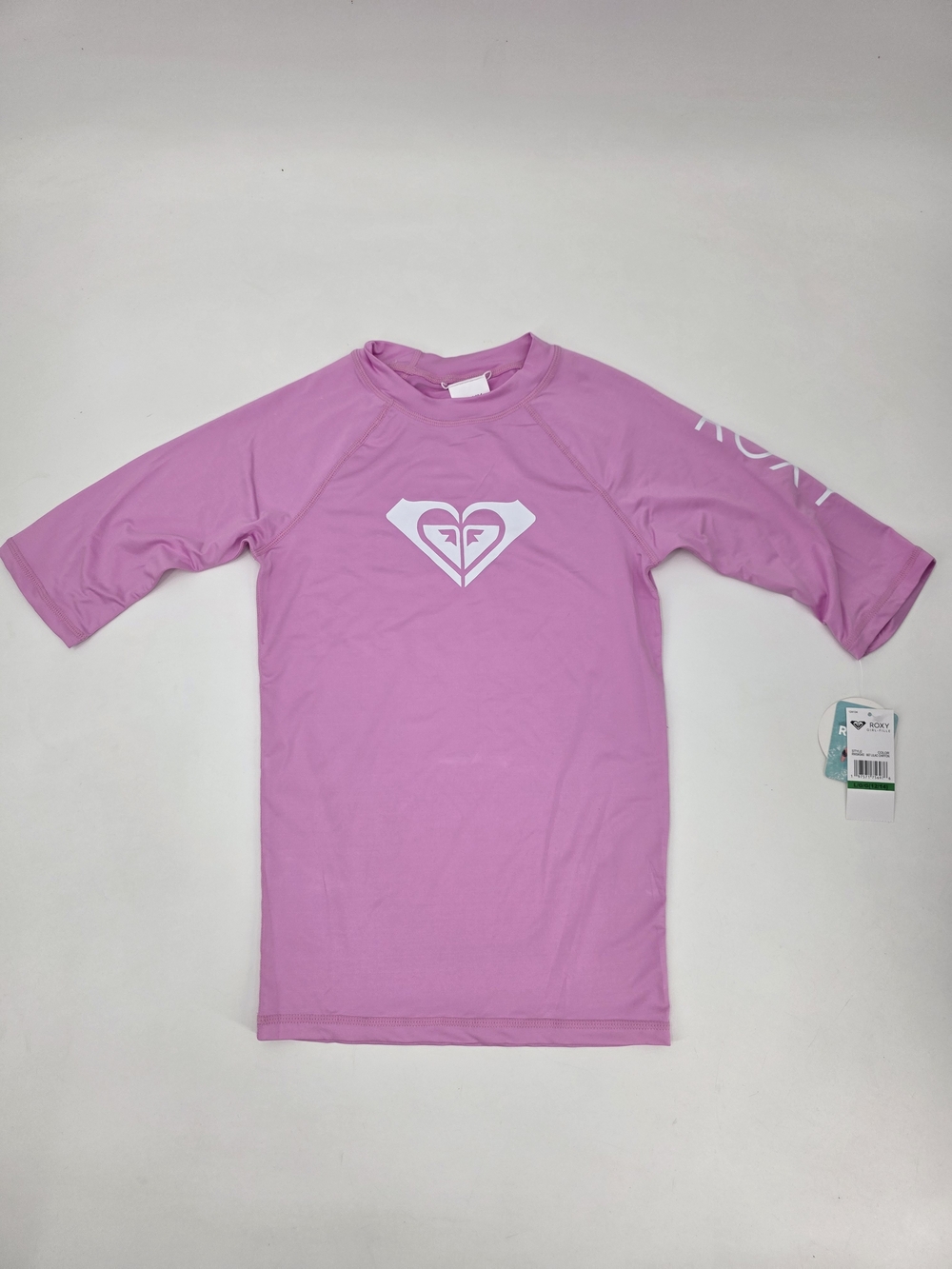 Roxy Girls' Whole Hearted Pink Short Sleeve Surf Rashguard UPF 50+  Size L NWT